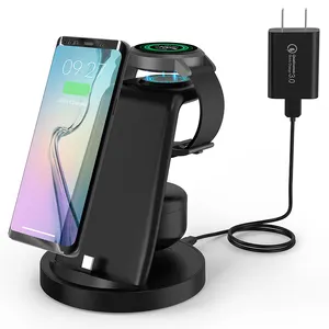 Three-in-one multi-functional vertical mobile phone bracket double coil fast charge for Samsung wholesale wireless charger