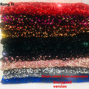 Veste en <span class=keywords><strong>velours</strong></span> sergé brodé à paillettes pour femmes et enfants 5mm <span class=keywords><strong>tissu</strong></span> élastique pour mariage filles chaussures sacs accessoires de cheveux - Product Image 1