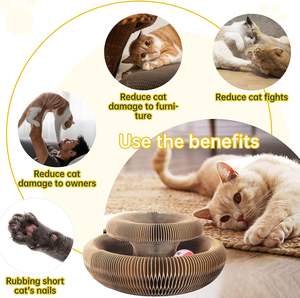 Brinquedos De Gato Interativos Dobráveis Redondo Órgão Mágico Ondulado Placa De Gato Bola De Papel De Madeira Garra De Moagem Do Gato <span class=keywords><strong>Scratcher</strong></span> - Product Image 2