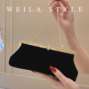 Elegante Fluwelen Handtas Voor Vrouwen Met Strass Sluiting En Lange Kettingriem Ideaal Voor Avondfeest Bruiloft <span class=keywords><strong>Prom</strong></span> Date Night - Product Image 2
