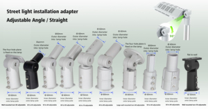 Shenzhen adaptateur de structure murale durable en alliage d'aluminium personnalisé 50mm 60mm 70mm 80 mm support de montage de poteau supérieur solaire - Product Image 2