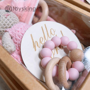 Juguete de madera Montessori dentición <span class=keywords><strong>Amigurumi</strong></span> ganchillo bebé sonajero muñeca <span class=keywords><strong>mordedor</strong></span> comer regalo conjunto para niña niño ducha fiesta ETSY hecho a mano - Product Image 3