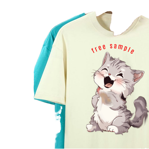 T-shirt en coton épais 300g de haute qualité pour homme, coupe oversize, anti-boulochage, avec impression graphique personnalisée, tricoté, vierge - Product Image 4