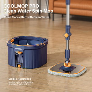 Ensemble de seau à serpillière écologique Homettler avec essoreuse automatique, tapis en microfibre réutilisables à rotation 360° pour le nettoyage à sec ou humide, équipement de nettoyage - Product Image 1