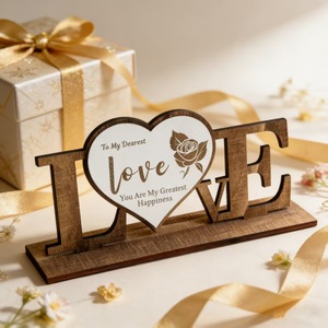 Ornement en bois en forme de cœur d'amour, taille moyenne, cadeau pour la Saint-Valentin, décoration intérieure, cadeau pour couple - Product Image 2