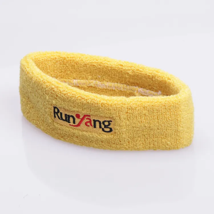 Adjustable elastic cotton embroidery sweat headband Non-Slip Yoga Tennis Sports Headbands for men