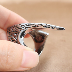 Bague en acier titane style européen et américain, bec d'oiseau, pour homme, punk, rétro, bijoux de mode, argent 24055 - Product Image 3