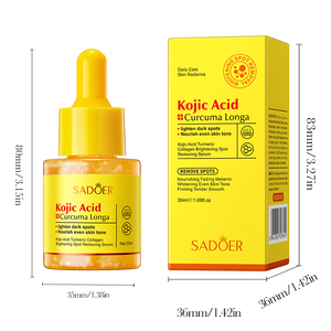 Suero Facial Blanqueador con Ácido Kójico, Cúrcuma <span class=keywords><strong>y</strong></span> Colágeno SADOER OEM ODM 30ml, Suero Anti-Manchas Oscuras, Suero para el Cuidado de la Piel con Ácido Kójico - Product Image 6