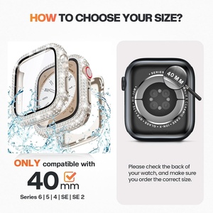 Étui de montre pour femme avec protection d'écran HD, coque en PC, étui étanche pour montre intelligente, étui brillant pour <span class=keywords><strong>Apple</strong></span> <span class=keywords><strong>Watch</strong></span> Series 9/8/7 - Product Image 2