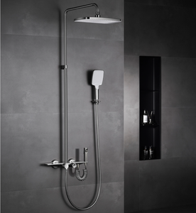 Pommeau de <span class=keywords><strong>douche</strong></span> mural noir mat, ensemble de <span class=keywords><strong>douche</strong></span> mitigeur de luxe italien, à pression, noir mat - Product Image 4