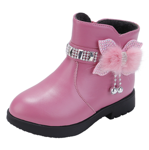 Nouvelles Bottes Courtes en Cuir Chaudes pour Étudiantes et Filles, Style Hiver, avec Nœud Mignon et Doublure en Coton - Product Image 1