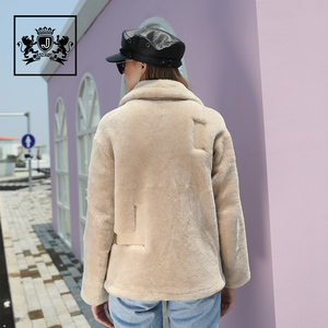 Janefur all'ingrosso pelle di pecora naturale in pelle scamosciata <span class=keywords><strong>pelliccia</strong></span> coreana calda da donna in pelle di montone cappotti con tasca - Product Image 2