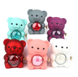 Nuovo Regalo di San Valentino e Festa della Mamma: Orsetto di Rose Vere Conservate Grigie <span class=keywords><strong>con</strong></span> Collana Personalizzabile - Product Image 6