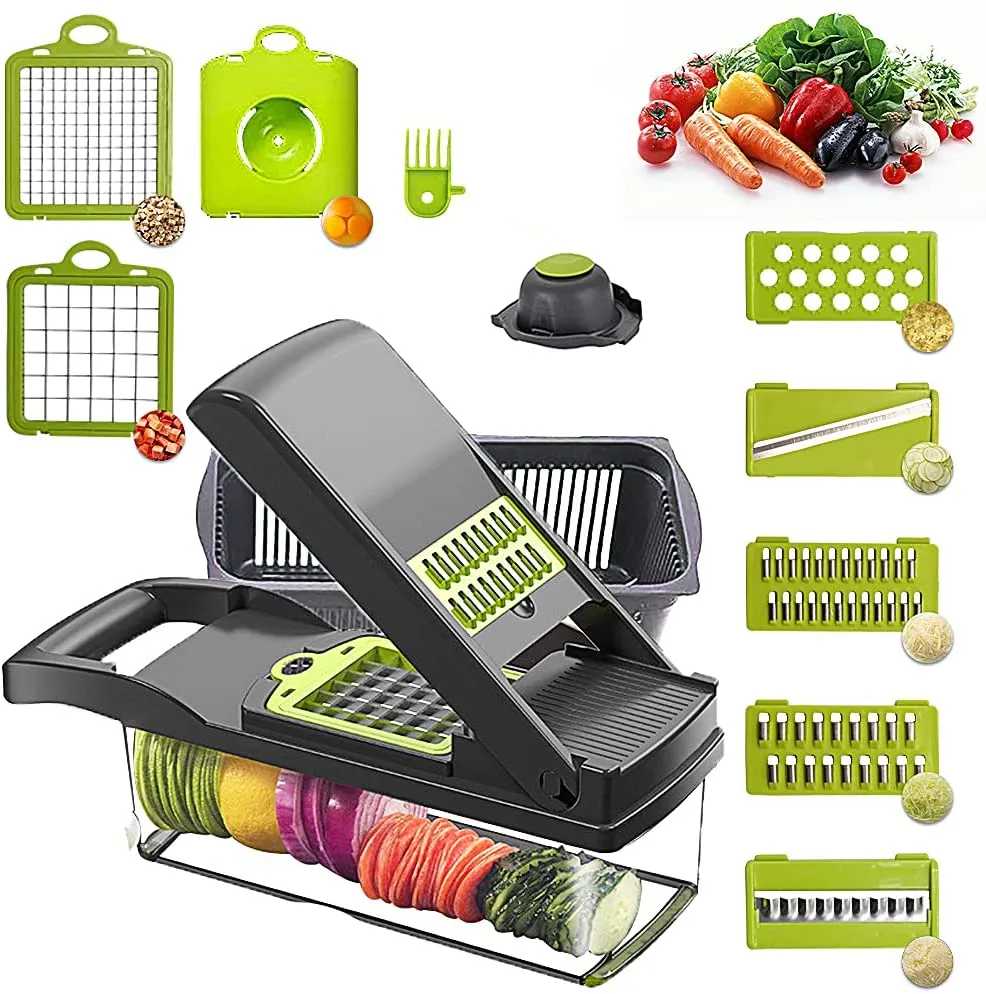 Amazon Hot Selling Smart Kitchen Gadgets Manual Madoline 12 in 1 Food Chopper Online Multi Functional Vegetable Cutter Slicer