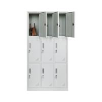 Armoire de rangement métallique à neuf portes en acier réglable et moderne, personnalisable en usine, pour les gymnases et les écoles