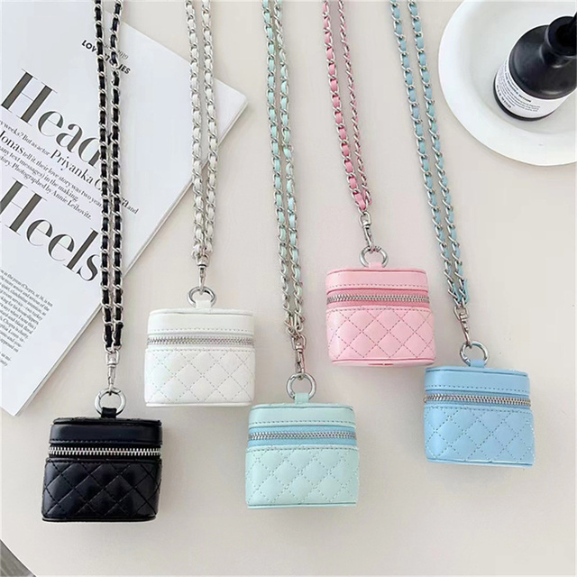Protective Luxury Handbag PU Leather Purse Bags Keychain Crossbody Wireless Earphone Case For Airpods Headphone Shell Accessory