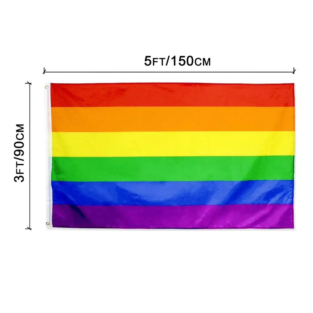 Cầu Vồng Pride Gay Cờ 3X5 Feet (36X60 Inch) 100% Polyester Banner Với Hai Kim Loại Grommets Flagpole LGBT
