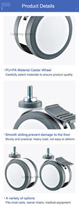 <span class=keywords><strong>PU</strong></span> PA Medizinische Rollen 75mm <span class=keywords><strong>100mm</strong></span> 125mm Krankenhausrad mit Gewindeanschluss Geräuschlos Nicht Markierend Sanft Rollend für Krankenhausbett-Ausstattung - Product Image 2