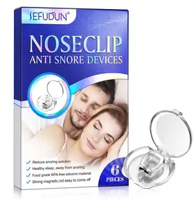 SEFUDUN perangkat solusi mendengkur, perangkat tidur yang baik pria dan wanita silikon magnetik anti mendengkur klip hidung