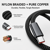 Câble de charge rapide 240W PD3.1 Type-C vers Type-C, blindé, en nylon tressé, en cuivre pur, vente en gros OEM