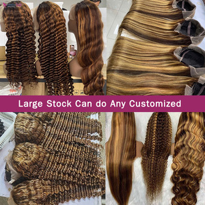 Peluca frontal de encaje 13x4 de <span class=keywords><strong>cabello</strong></span> humano resaltado, pelucas de <span class=keywords><strong>cabello</strong></span> humano de color para mujer, peluca con malla frontal ondulada de cuerpo rubio miel de 30 pulgadas - Product Image 4