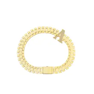 Guangzhou Fashion Jewelry Hip Hop Plated 18k Gold Men Women Cuban Link Chain Letter A Choker Necklace