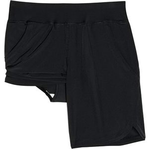Short de bain modeste pour femme, 9 pouces, séchage rapide, taille élastique, avec culotte intégrée, 1 pièce, en polyester tissé, coupe droite - Product Image 6