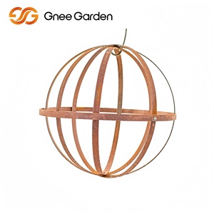 Ornement de sphère circulaire d'anneau de jardin décoratif extérieur en acier Corten pour décor de jardin - Product Image 4