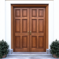 Porte intérieure moderne à double battant en bois massif certifiée FSC avec placage de luxe et poignées longues pour hall d'entrée de villa