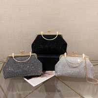 Tas Tangan Wanita Mewah Model Baru Grosir Pabrik, Berkilauan, Berdetail Rivet, Lapisan Katun, Bahan PU, Tas Trendy