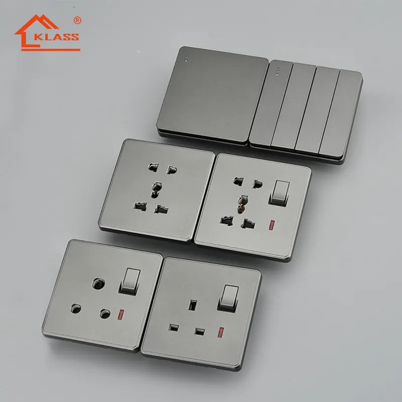 Penjualan Laris Nordic Abu-abu 13A Uk Soket Sakelar Dinding Standar Universal Soket Listrik USB Sakelar Lampu 1gang2way