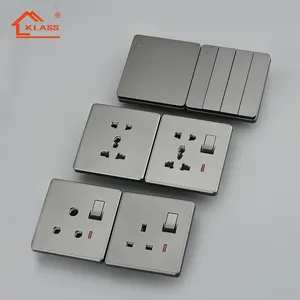 Enchufe de pared estándar de Reino Unido, interruptor de luz de 1 entrada y 2 vías, color gris nórdico, 13A, universal, USB, gran oferta