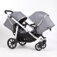 Poussette double européenne Purorigin 3 en 1 pliable pour jumeaux avec 2 sièges auto pour bébé et enfant en bas âge