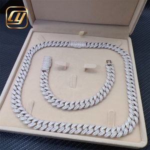 Pass Diamond Tester Hip Hop Jewelry 925 Sterling Silver Hip Hop 13MM <b>Iced</b> <b>Out</b> VVS Moissanite Diamond Cuban Link <b>Chain</b> Necklace - Product Image 1