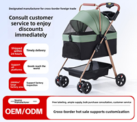Poussette de transport pour animaux de compagnie moderne en métal, de luxe, légère, pliable, imperméable, avec ceinture et fermeture éclair, pour chiens et chats, détachable et compacte