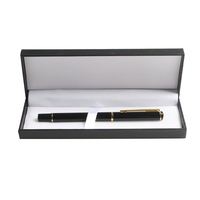 Stylo Métallique de Luxe Noir Lisse Personnalisé Unique pour Signature, Pointe Gel Bleue 0,5 mm, Rechargeable, Coffret Cadeau Rouge/Jaune Tendance