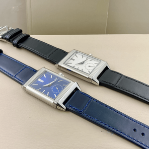 Men’s Art Deco Rectangular Mechanical Watch Small Seconds Complication Polished Steel Case Leather Strap - Product Image 1