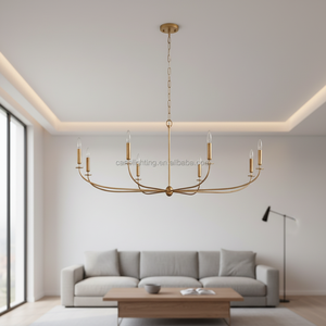 Lustre moderne noir et doré chromé à 8 lumières pour la salle à manger, le salon et la cuisine. - Product Image 1