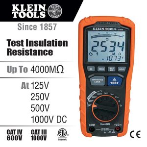 เครื่องมือวัดไฟฟ้าไร้สาย Klein Tools รุ่น ET600 1000V True RMS พร้อมฟังก์ชั่นทดสอบฉนวนและระบบ Auto-Ranging - Product Image 2