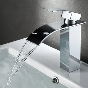 Zarif geniş ağızlı lavabo bataryası dokunun banyo şelale yıkama havzası musluk