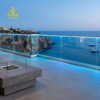 Profilé de base en U en alliage d'aluminium bleu océan pour balustrade en verre, pour balcon vue mer, garde-corps en verre sans cadre extérieur