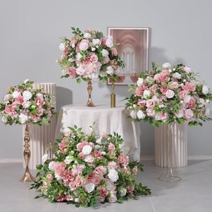 Haute Popularité Nouvelle Boule de Fleurs Artificielles pour Décoration de Mariage Verdure Boule de Fleurs Rose Rose Centre de Table - Product Image 1