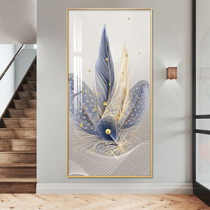 Quadro Astratto di Lusso Personalizzato <span class=keywords><strong>in</strong></span> Stile Nordico con Piume Colorate, Dipinto <span class=keywords><strong>in</strong></span> Cristallo e Porcellana <span class=keywords><strong>per</strong></span> Decorazione Soggiorno - Product Image 3