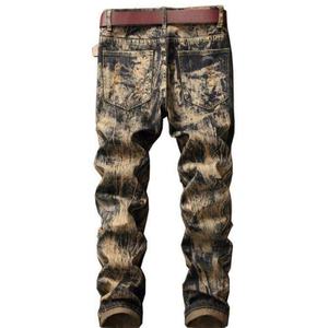 Jeans de mode urbaine pour hommes 2025, jeans déchirés rétro, design personnel |   Pantalon punk, jean moulant hip-hop - Product Image 2