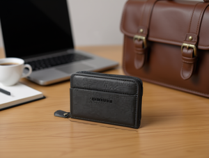 Porte-cartes accordéon pour homme Jd, 7 pouces, en cuir PU, fermeture à glissière, style minimaliste pour cartes - Product Image 2