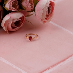 Pear Cut 10K Silver Yellow Gold Natural <b>Ruby</b> Traditional Dainty Stackable Eternity Band <b>Ring</b> Genuine Gemstone Jewelry Gift <b>for</b> - Product Image 6