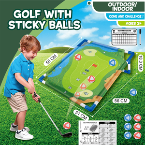 <span class=keywords><strong>Jeu</strong></span> de golf adhésif pour enfants avec cadre en tissu, balles Velcro et carte de score pour l'intérieur et l'extérieur - Product Image 3