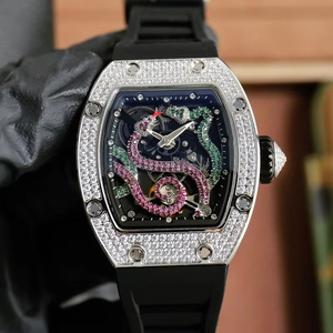 Luxury Diamond Set Snake Patterned Alloy Case Skeleton Tourbillon Mens Business Style Trendy 2702 Mechanical <b>Watch</b> - Product Image 6