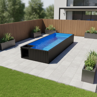 Piscine hors sol rectangulaire en fibre de verre portable d'extérieur, épaisseur 8 mm, 20 pieds x 40 pieds, type conteneur