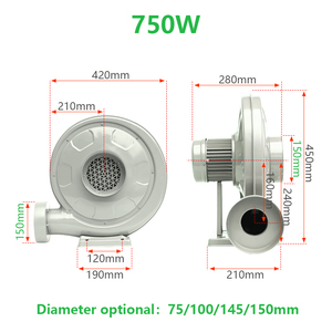 750W 50Hz Abluft gebläse Saug gebläse für CO2-Lasergravurmaschine Industrielles Luft gebläse - Product Image 2